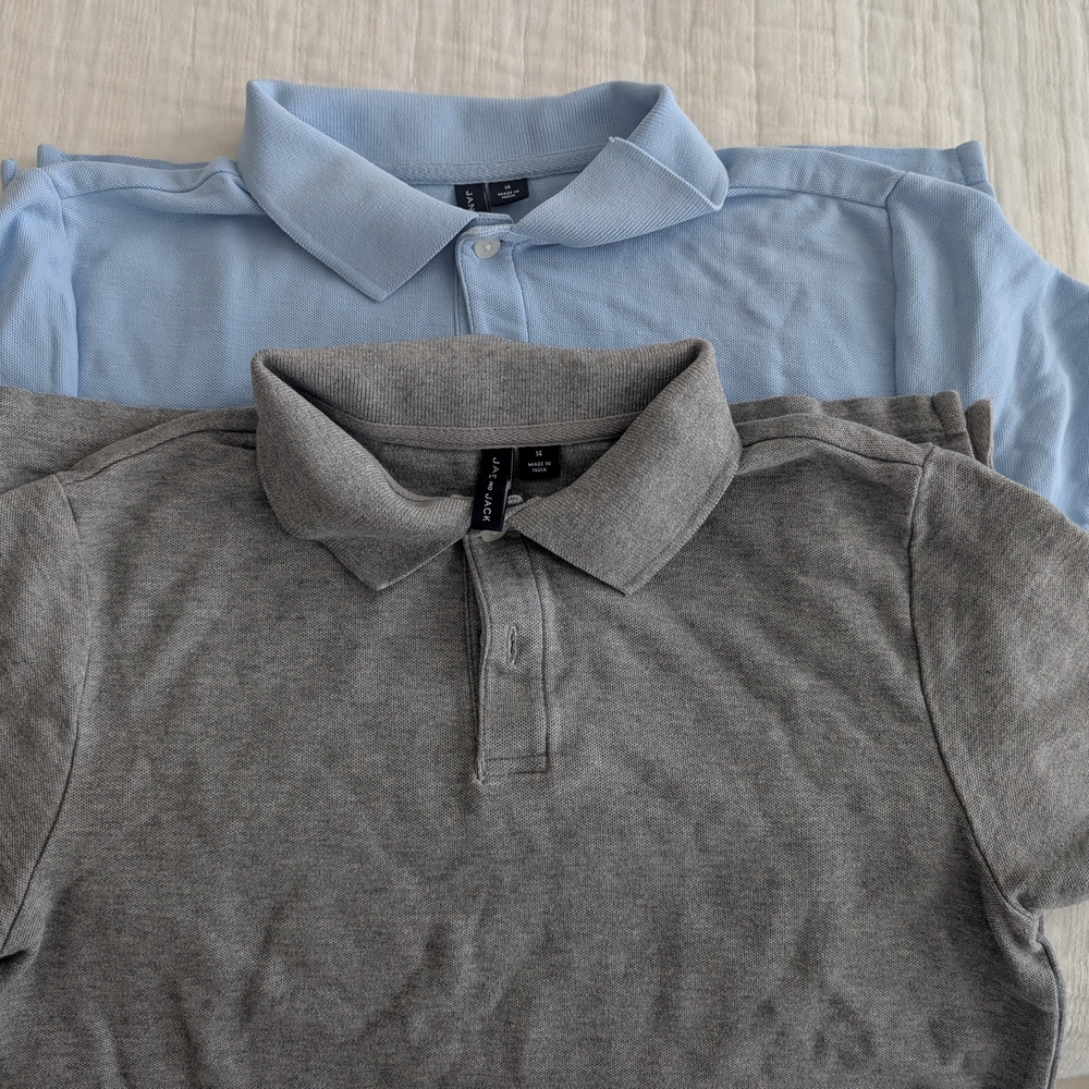 Gray and Light Blue Polo Shirts
